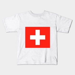 Red background white cross similar to the swiss flag. Kids T-Shirt